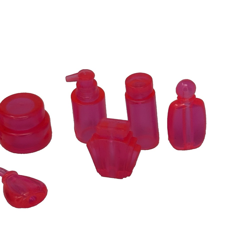 Barbie‎ doll vanity bathroom accessories translucent perfume bottles brush 7 pc - Picture 3 of 4